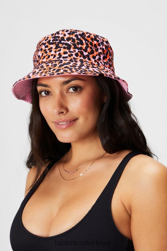 tr Fabletics kadınlar geri dönüşümlü kova şapka flaş turuncu safari noktaları/pembe balerin 40R06B3019