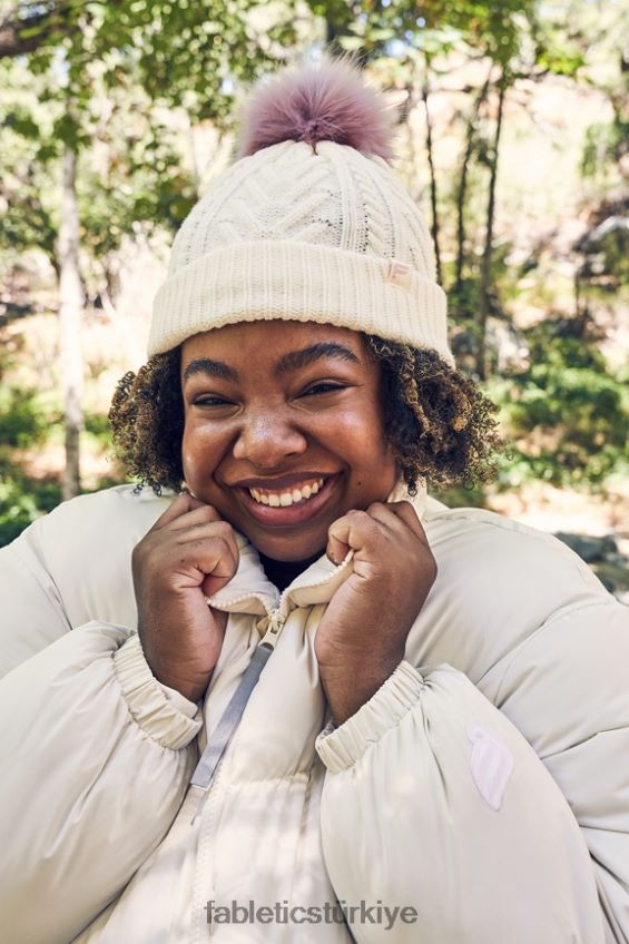 tr Fabletics kadınlar kablolu örgü ponponlu bere ak balıkçıl/sessiz leylak rengi 40R06B3022