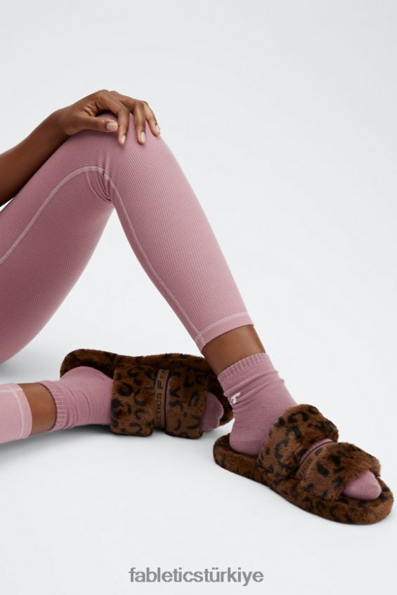 tr Fabletics kadınlar rahat kayış terlik leopar 40R06B2963