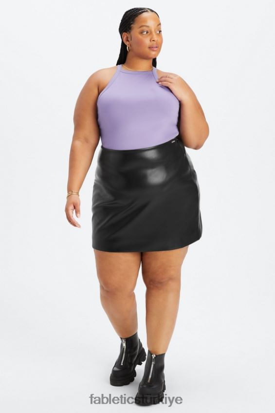 tr Fabletics kadınlar vegan deri yüksek belli mini etek kalaylı iki renkli leopar/orkide 40R06B636