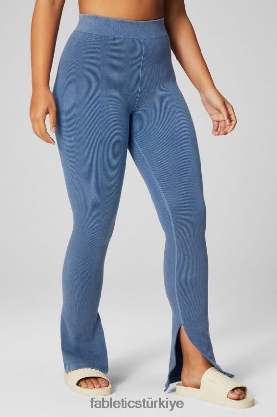 tr Fabletics kadınlar bulut dikişsiz yüksek belli bölünmüş parlama açık çivit 40R06B2