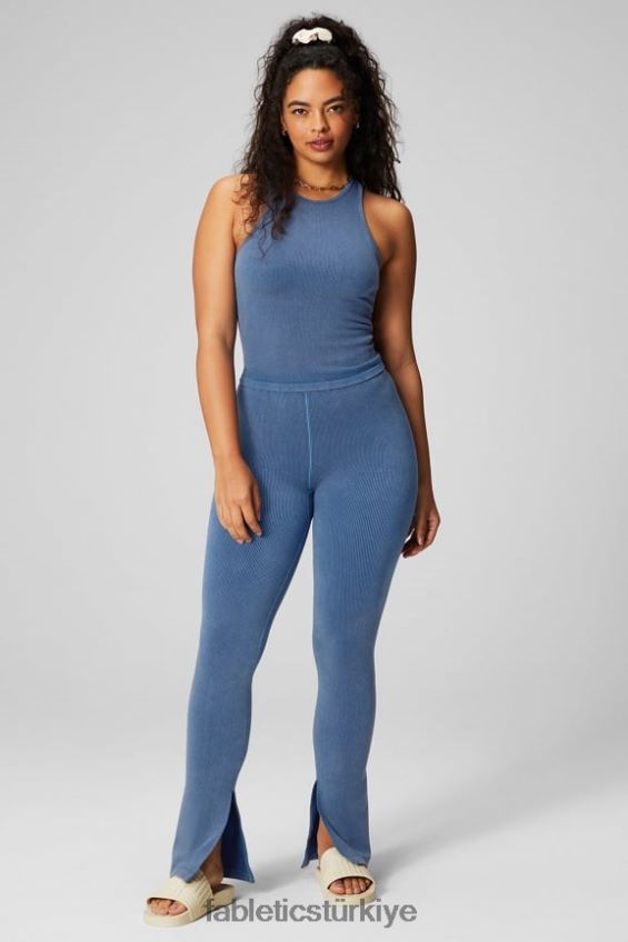 tr Fabletics kadınlar bulut dikişsiz yüksek belli bölünmüş parlama açık çivit 40R06B2