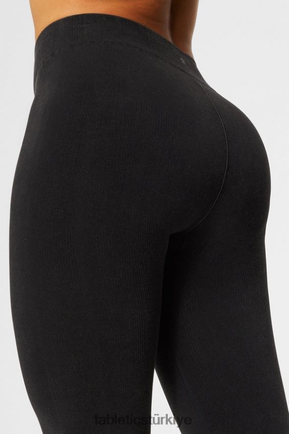 tr Fabletics kadınlar bulut dikişsiz yüksek belli bölünmüş parlama eski siyah 40R06B3