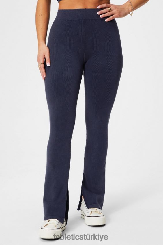 tr Fabletics kadınlar bulut dikişsiz yüksek belli bölünmüş parlama koyu çivit 40R06B1
