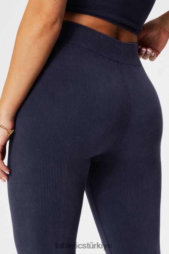 tr Fabletics kadınlar bulut dikişsiz yüksek belli bölünmüş parlama koyu çivit 40R06B1