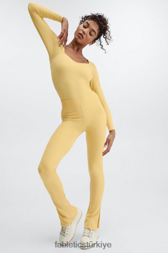 tr Fabletics kadınlar bulut dikişsiz yüksek belli bölünmüş parlama tutku turuncusu/yansıtıcı gümüş 40R06B5