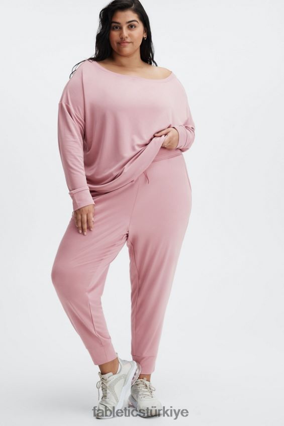 tr Fabletics kadınlar eko şık örgü büzme ipli pantolon derin lacivert/yansıtıcı logo 40R06B102