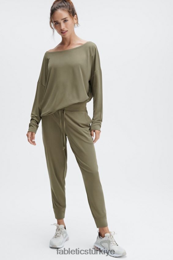 tr Fabletics kadınlar eko şık örgü büzme ipli pantolon mozaik/yansıtıcı logo 40R06B100