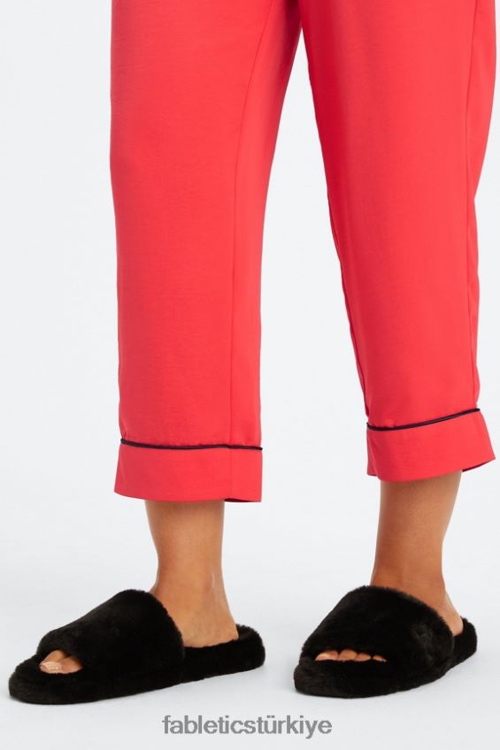 tr Fabletics kadınlar ekosatin ekin pantolon çilek kırmızısı/siyah 40R06B51