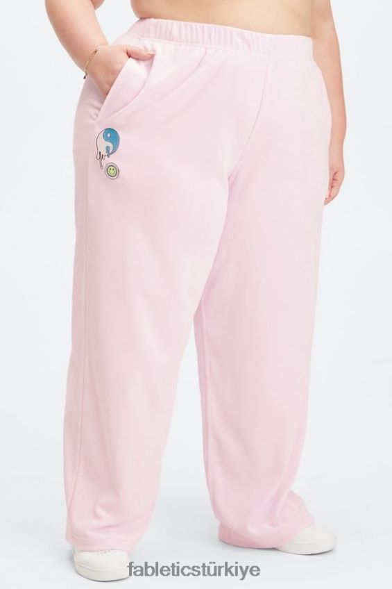 tr Fabletics kadınlar havlu terry geniş paça eşofman mercan leoparı/yansıtıcı gümüş 40R06B137