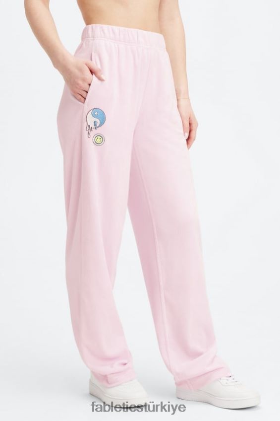 tr Fabletics kadınlar havlu terry geniş paça eşofman pembe kaçış büyük yaz çılgınlığı/yansıtıcı gümüş 40R06B136