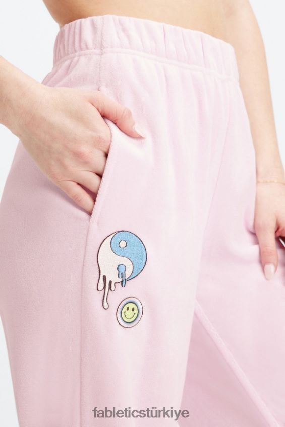 tr Fabletics kadınlar havlu terry geniş paça eşofman pembe kaçış büyük yaz çılgınlığı/yansıtıcı gümüş 40R06B136