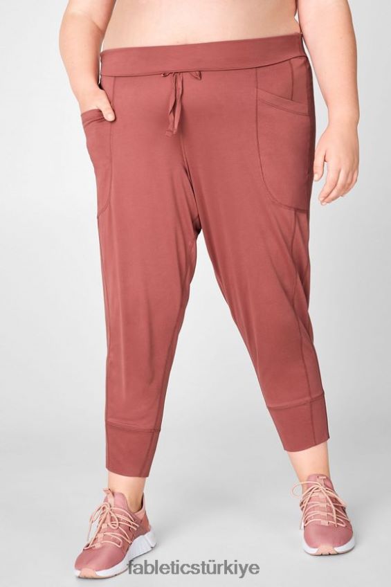 tr Fabletics kadınlar şık triko büzgülü pantalon öğleden sonra güneşi/pembe buttercream 40R06B160