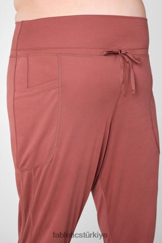 tr Fabletics kadınlar şık triko büzgülü pantalon öğleden sonra güneşi/pembe buttercream 40R06B160