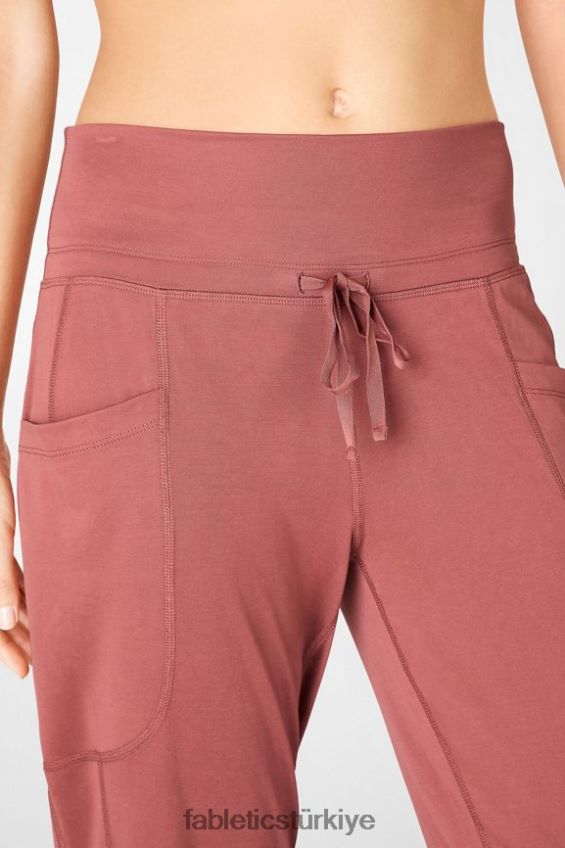 tr Fabletics kadınlar şık triko büzgülü pantalon peluş pembe/mor/tapyoka 40R06B159