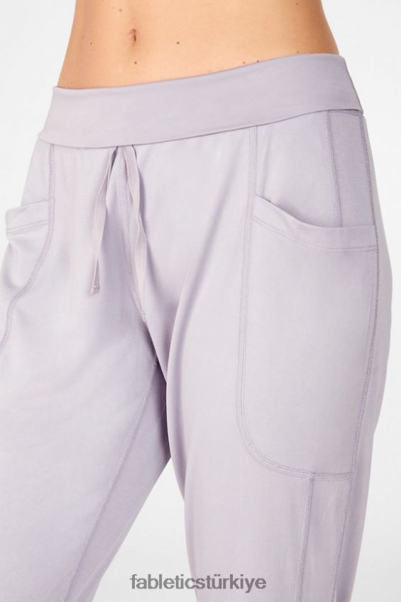 tr Fabletics kadınlar şık triko büzgülü pantalon siyah/dumanlı 40R06B156