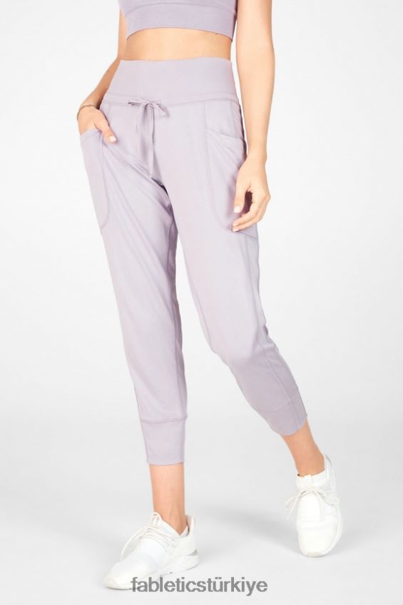 tr Fabletics kadınlar şık triko büzgülü pantalon siyah/dumanlı 40R06B156