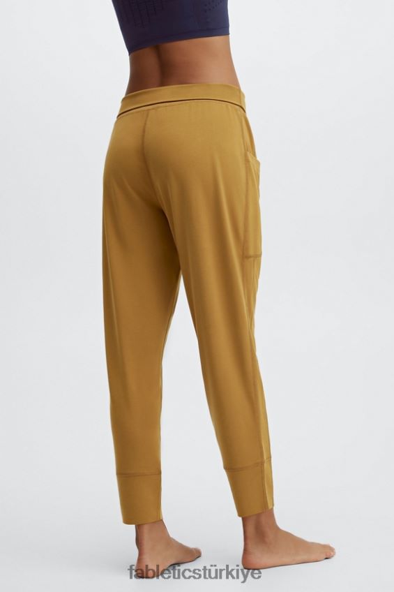 tr Fabletics kadınlar şık triko büzgülü pantalon siyah/klasik beyaz 40R06B154