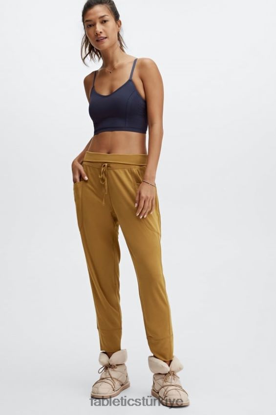 tr Fabletics kadınlar şık triko büzgülü pantalon siyah/klasik beyaz 40R06B154