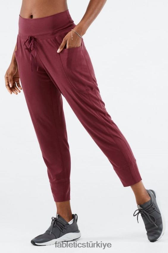 tr Fabletics kadınlar şık triko büzgülü pantalon ultraviyole/söğüt kabuğu 40R06B157