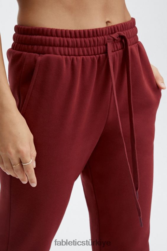 tr Fabletics kadınlar klasik eşofman altı koyu kırmızı/la logo çubuğu 40R06B167