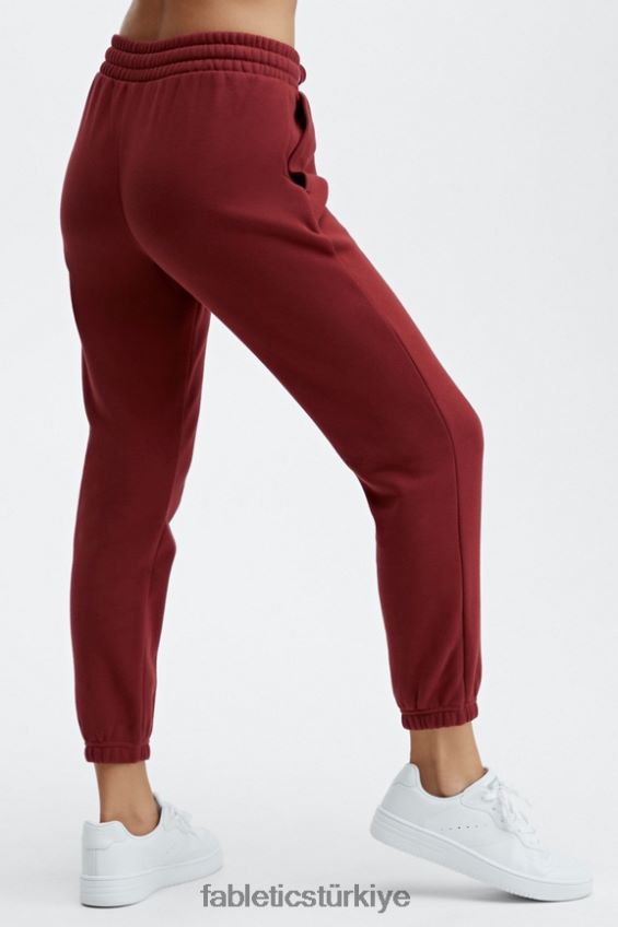 tr Fabletics kadınlar klasik eşofman altı koyu kırmızı/la logo çubuğu 40R06B167