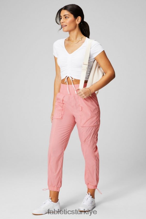 tr Fabletics kadınlar ultra yüksek belli borulu naylon pantolon allık allık/yansıtıcı gümüş 40R06B7