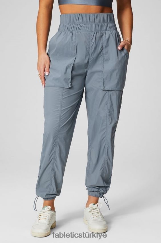 tr Fabletics kadınlar ultra yüksek belli borulu naylon pantolon fırtına bulutu/yansıtıcı gümüş 40R06B8