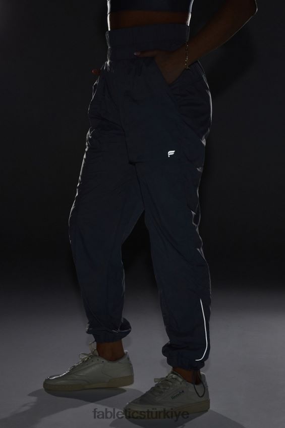 tr Fabletics kadınlar ultra yüksek belli borulu naylon pantolon fırtına bulutu/yansıtıcı gümüş 40R06B8