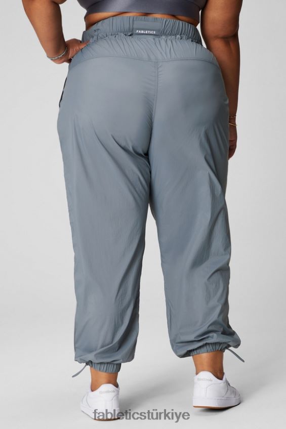tr Fabletics kadınlar ultra yüksek belli borulu naylon pantolon fırtına bulutu/yansıtıcı gümüş 40R06B9