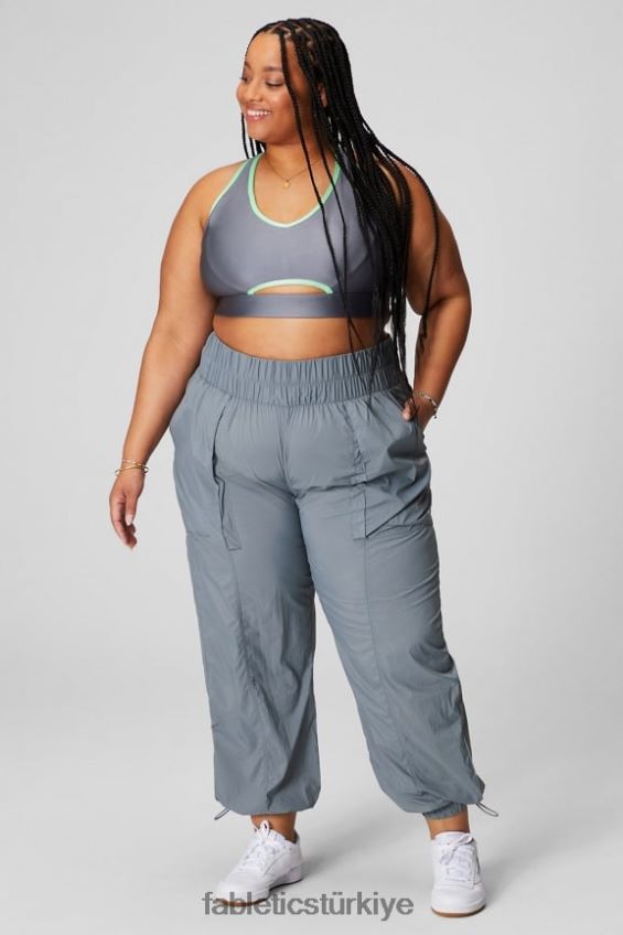 tr Fabletics kadınlar ultra yüksek belli borulu naylon pantolon fırtına bulutu/yansıtıcı gümüş 40R06B9