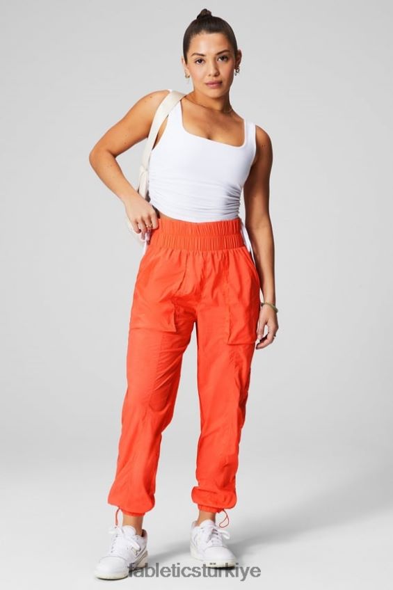 tr Fabletics kadınlar ultra yüksek belli borulu naylon pantolon tutku turuncusu/yansıtıcı gümüş 40R06B6