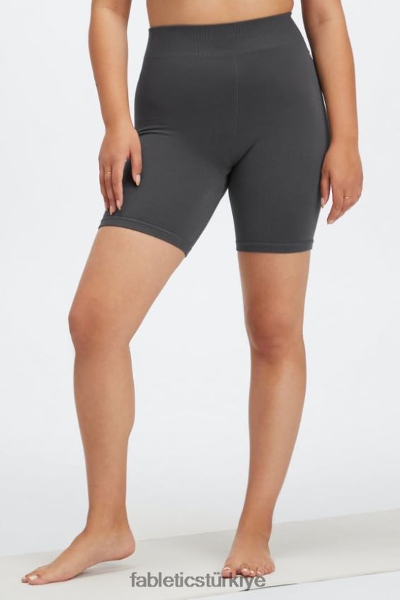 tr Fabletics kadınlar bulut dikişsiz yüksek belli 7\" kısa siyah/yansıtıcı gümüş 40R06B443