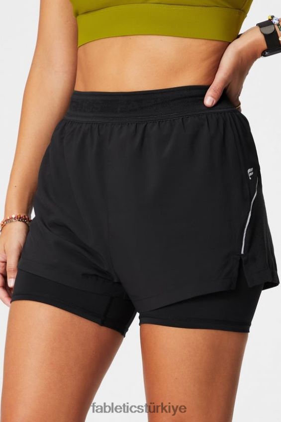 tr Fabletics kadınlar delikli çalışma 5" kısa siyah/yansıtıcı gümüş 40R06B598