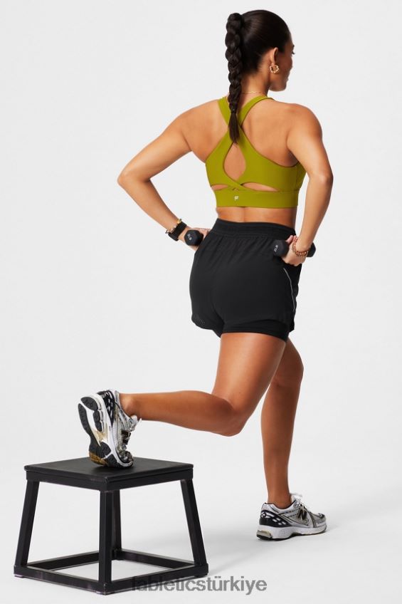 tr Fabletics kadınlar delikli çalışma 5\" kısa siyah/yansıtıcı gümüş 40R06B598