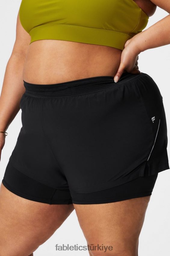 tr Fabletics kadınlar delikli çalışma 5" kısa siyah/yansıtıcı gümüş 40R06B599