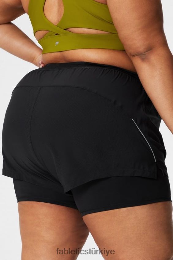 tr Fabletics kadınlar delikli çalışma 5\" kısa siyah/yansıtıcı gümüş 40R06B599