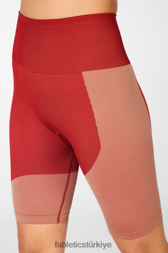 tr Fabletics kadınlar dikişsiz yüksek belli blok kısa yüksek kırmızı/akçaağaç 40R06B534