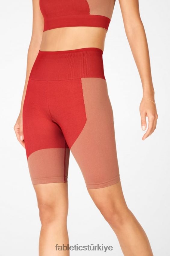 tr Fabletics kadınlar dikişsiz yüksek belli blok kısa yüksek kırmızı/akçaağaç 40R06B534