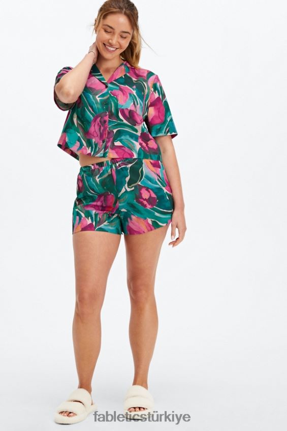 tr Fabletics kadınlar ekosatin uyku kısa ayçiçeği/çok dut 40R06B499