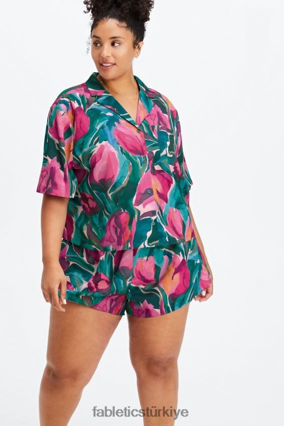 tr Fabletics kadınlar ekosatin uyku kısa ayçiçeği/çok dut 40R06B500