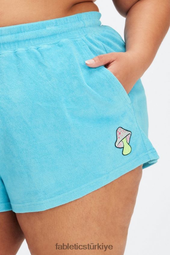 tr Fabletics kadınlar havlu terry mantar kısa gece yarısı deniz mavisi/bahar yaprağı 40R06B503