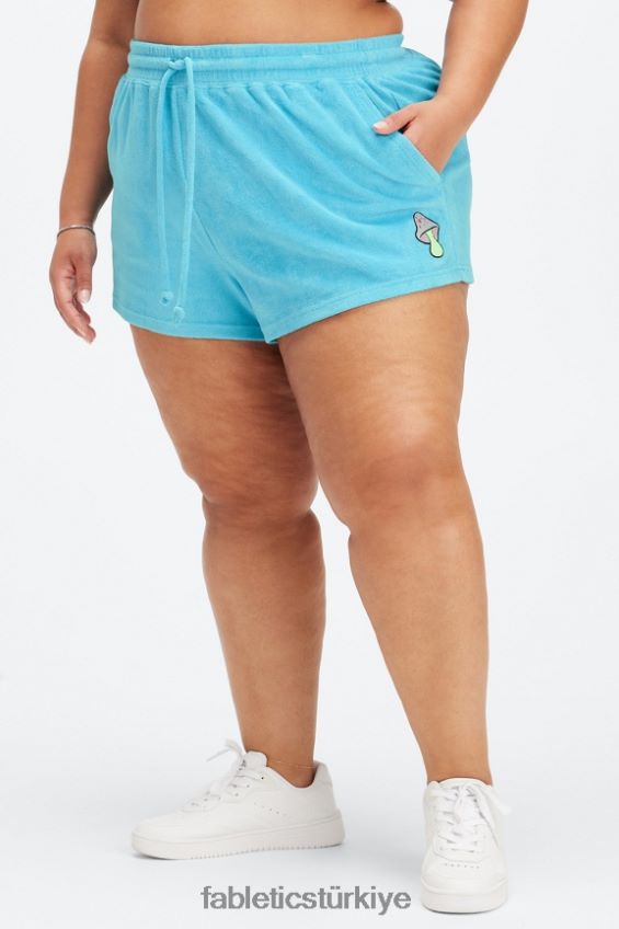 tr Fabletics kadınlar havlu terry mantar kısa gece yarısı deniz mavisi/bahar yaprağı 40R06B503