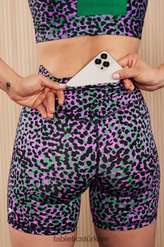 tr Fabletics kadınlar her yerde motion365+ yüksek belli 6\'\' kısa dalgalı çita/kireç şerbeti 40R06B617