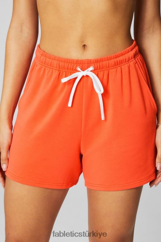 tr Fabletics kadınlar lüks havlu sweatshort tutku turuncusu/klasik beyaz 40R06B609