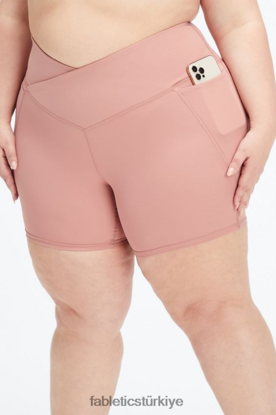 tr Fabletics kadınlar oasis pureluxe hw crossover 6'' kısa allık/pembe buttercream 40R06B319