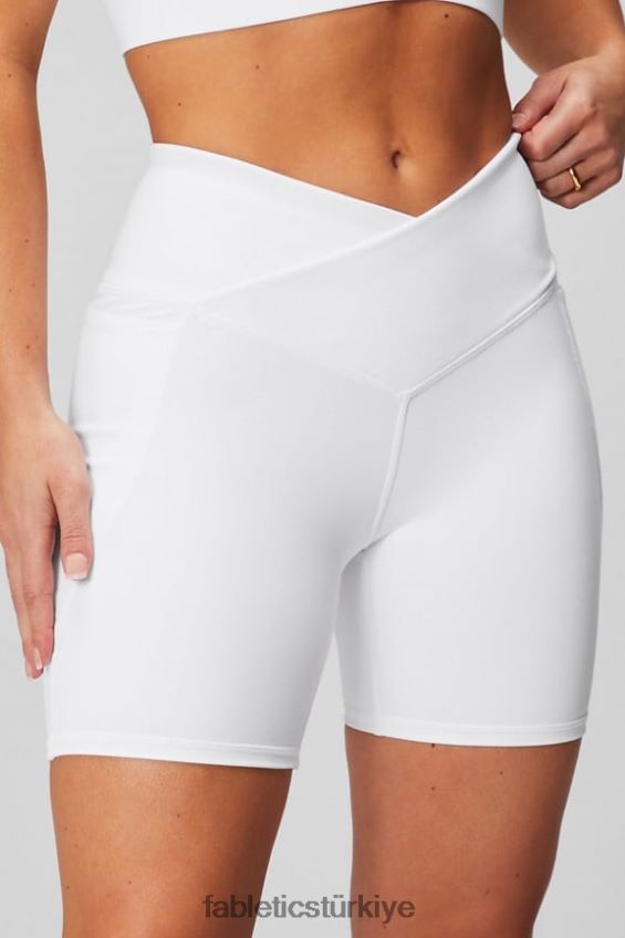 tr Fabletics kadınlar oasis pureluxe hw crossover 6'' kısa şanslı yeşil palmiye/klasik beyaz 40R06B314