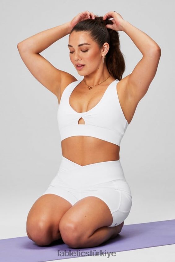 tr Fabletics kadınlar oasis pureluxe hw crossover 6\'\' kısa şanslı yeşil palmiye/klasik beyaz 40R06B314