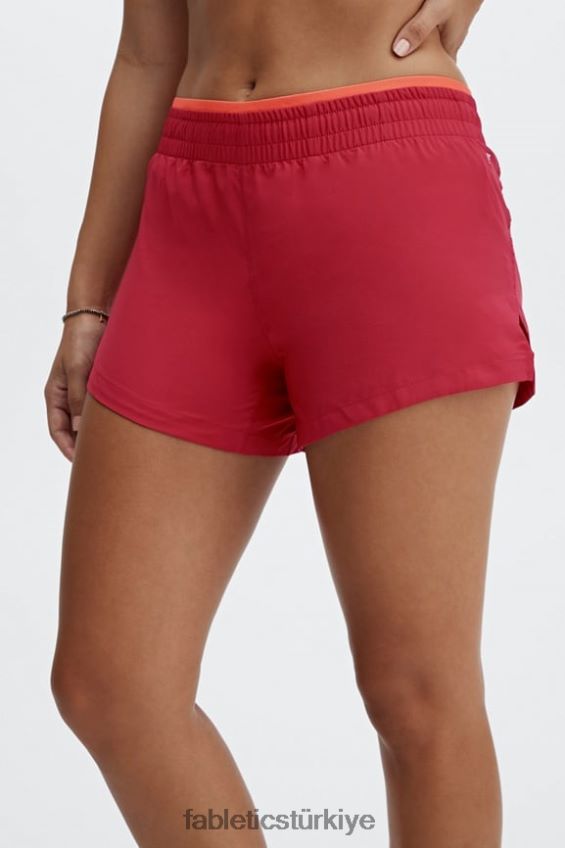tr Fabletics kadınlar orta yükseklikte nefes al kısa koş kardinal/şenlik ateşi/yansıtıcı gümüş 40R06B279