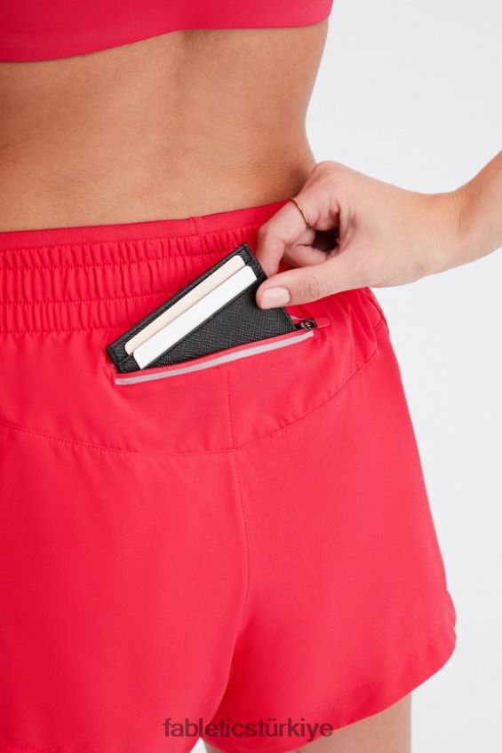 tr Fabletics kadınlar orta yükseklikte nefes al kısa koş ruj kırmızısı/yansıtıcı gümüş 40R06B273